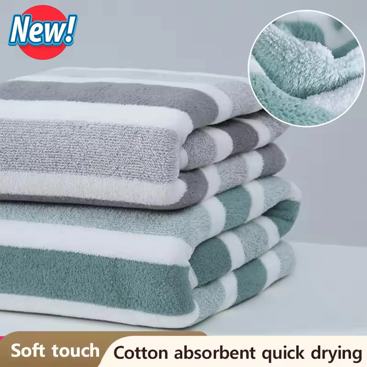 1 Pc Striped Face Towel Thickened Absorbent Soft Face Towel For Home Thick And Durable For Daily Household Use