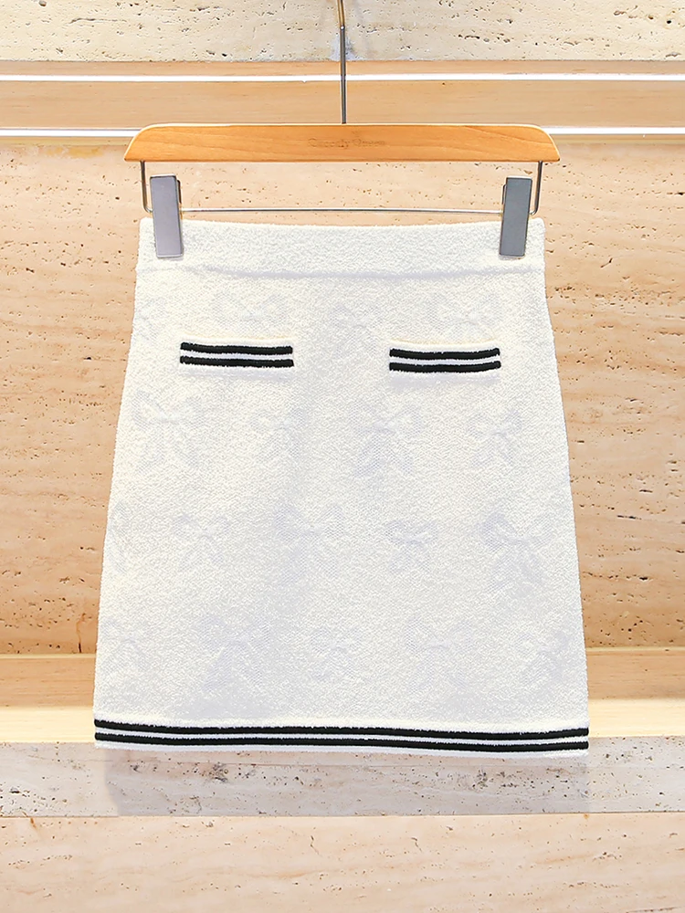 

High-End Winter Knitted Flounce Skirt Women's Faion f-length Wrap High-waist A-line Skirt Commute Ele Sle