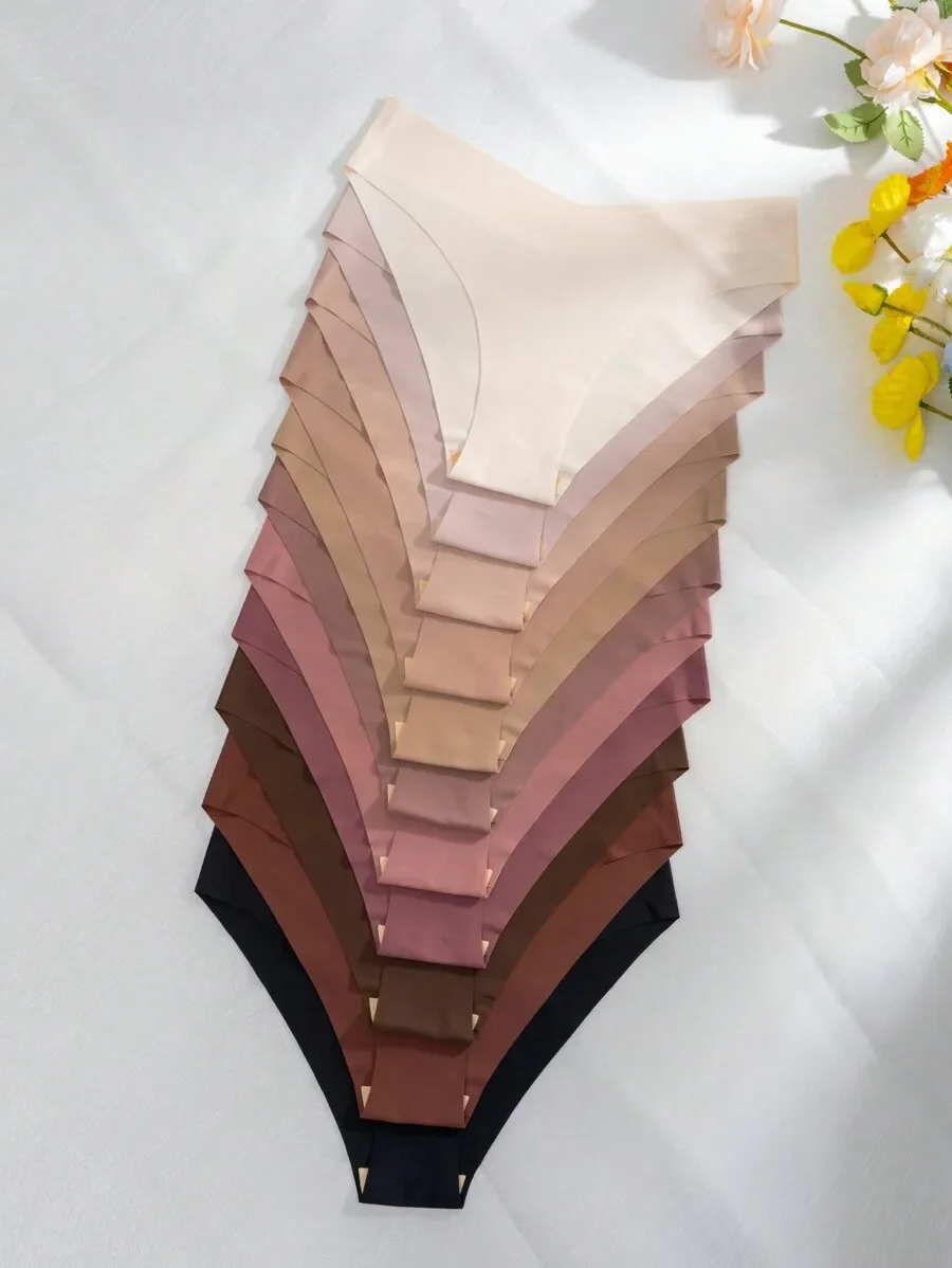 

11pcs Womens Solid Color Simple Briefs Underwear Set
