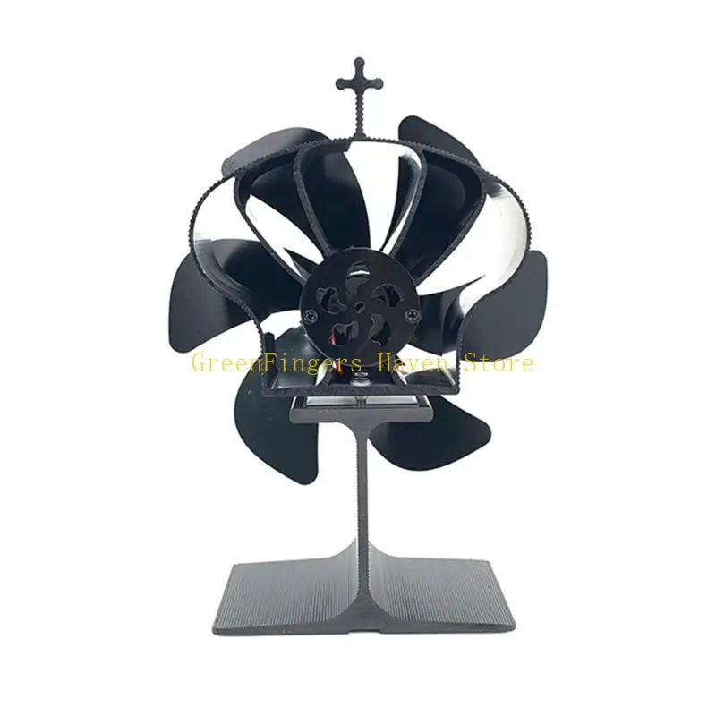 F68D 6-blade Fireplace Fan Aluminum Alloy Stove Fireplace Fan Replacement Saving Fireplace Accessories Low Consumption