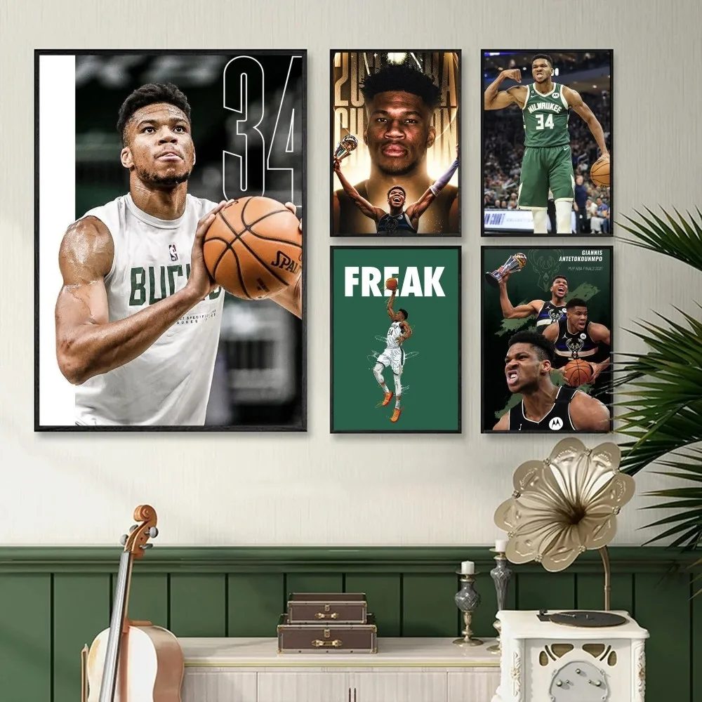 1PC G-Giannis Antetokounmpo Poster Self-adhesive Art Waterproof Paper Sticker Coffee House Bar Room Wall Decor