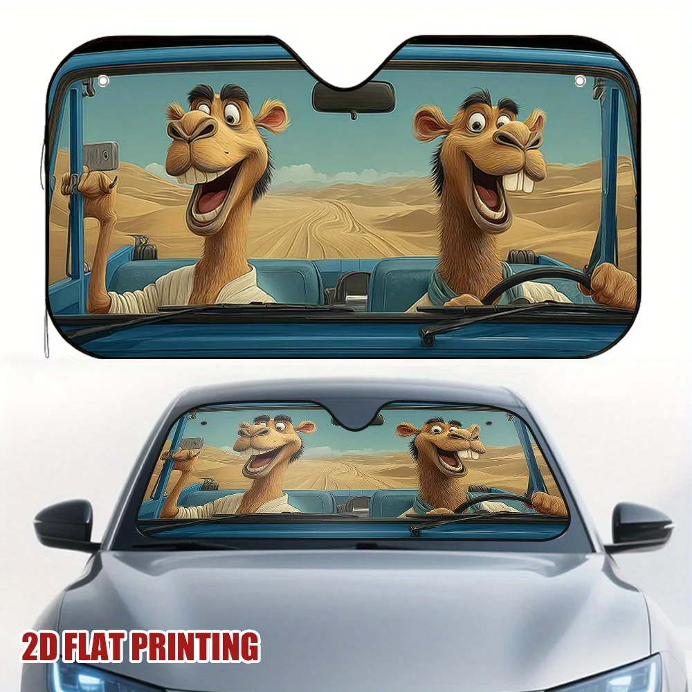 1pc Camel Adventure Ride Selfie Car Sun Visor - UV Protection & Heat Reduction, Fit For All Vehicles, Reduces Sunlight Exposure