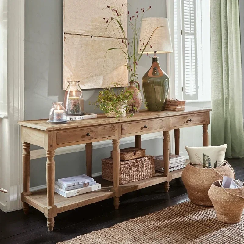 Amerikanisches Retro-Wohnzimmerregal aus massivem Holz für die Eingangstür