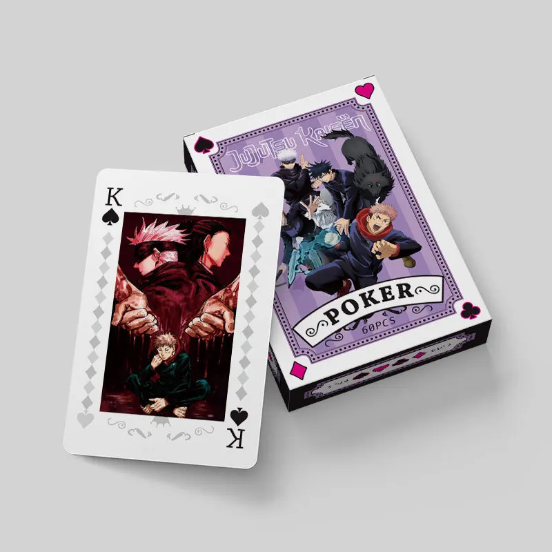 Anime Poker Toy Jujutsu Kaisen Gioco da tavolo Carte Gojo Satoru Itadori Yuji Cosplay Regalo con copertina rigida