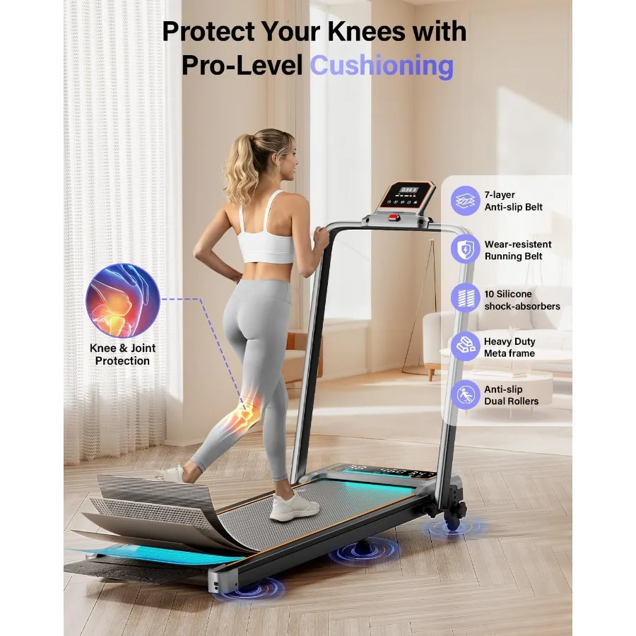 جهاز سير تحت المكتب مع 12 شاشة LED مزدوجة مائلة 3.5 حصان جهاز سير محمول قابل للطي للمنزل 4 قابل للتعديل Incli #5