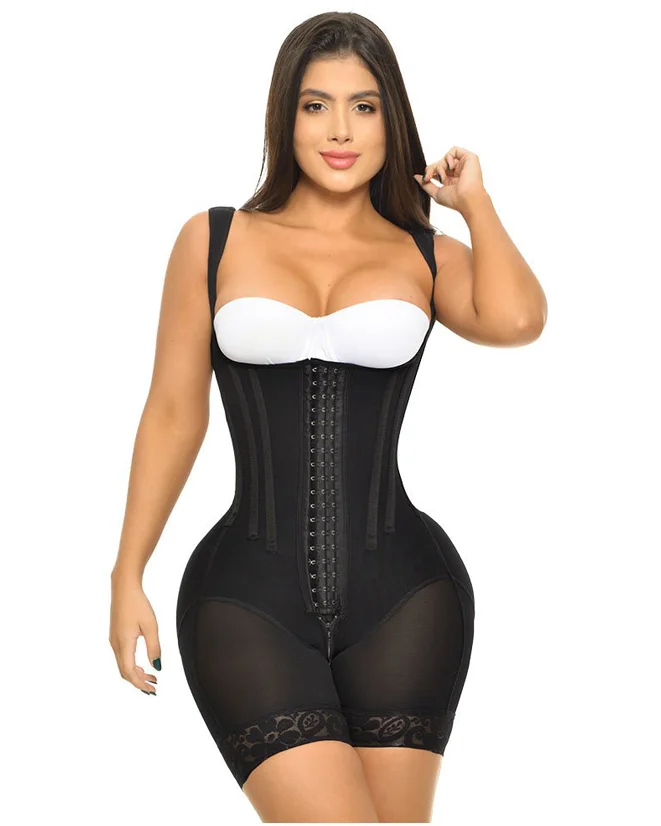 

Open-cut sleeveless shapewear with glue bone Full Body Shaper High Compression Shapewear Girdle With Brooches Bust Colombianas