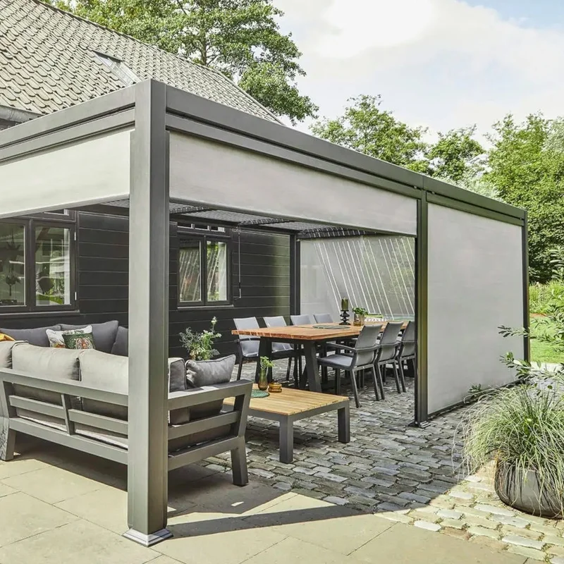 Custom Size Outdoor Waterproof Patio Canopy 3x3 4x4 5x5.5x4 Manual Aluminum Pergola with Retractable Opening Roof