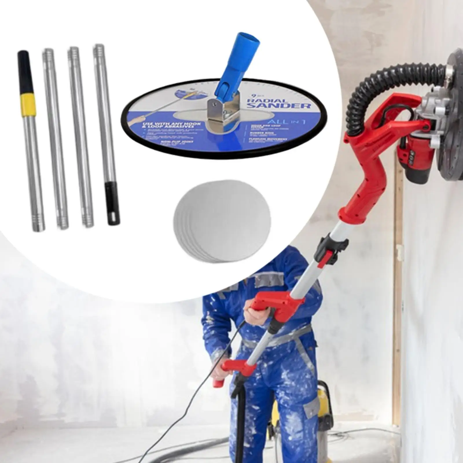 

Drywall Pole Sander Manual Hand Drywall Sander 360 Degree Rotary Professional 9 inch Radial Wall Sander for Painting Projects