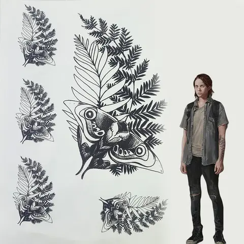 TV Ellie Cosplay Ellie Fake Tattoo Stickers Waterproof Transfer Sticker Temporary Unisex Body Art Party Props