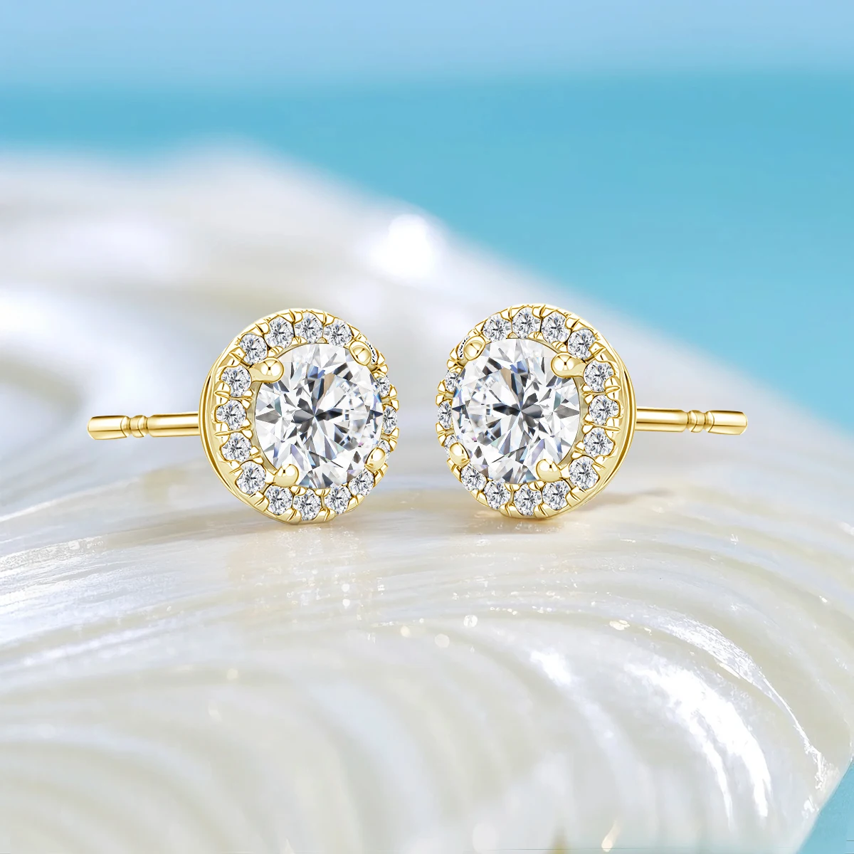 

Серьги-гвоздики SDOOU из 14-каратного золота с муассанитом, цвет 0,5 карата D, VVS для женщин, день рождения, свадьба, повседневная одежда, подарки, ювелирные изделия, милая палочка