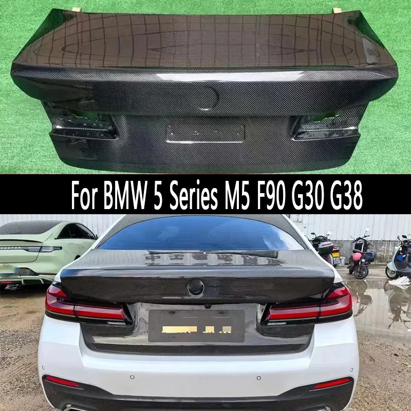 

Для BMW 5-серии M5 F90 G30 G38 Крышка багажника из углеродного волокна закрывает верхнюю крышку за задней двери Комплект кузова крышки багажника автомобиля
