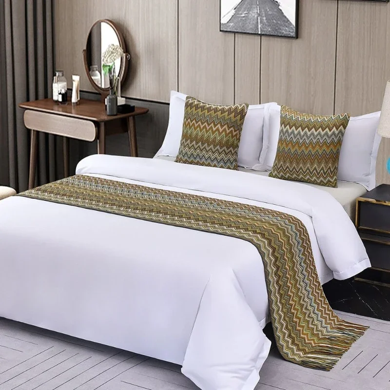 Hotel Bedend Blanket Simplicity Homestay Bed Scarf Jacquard Tassel High-end Bedspread Home Light Luxury Decorative Bed Runner