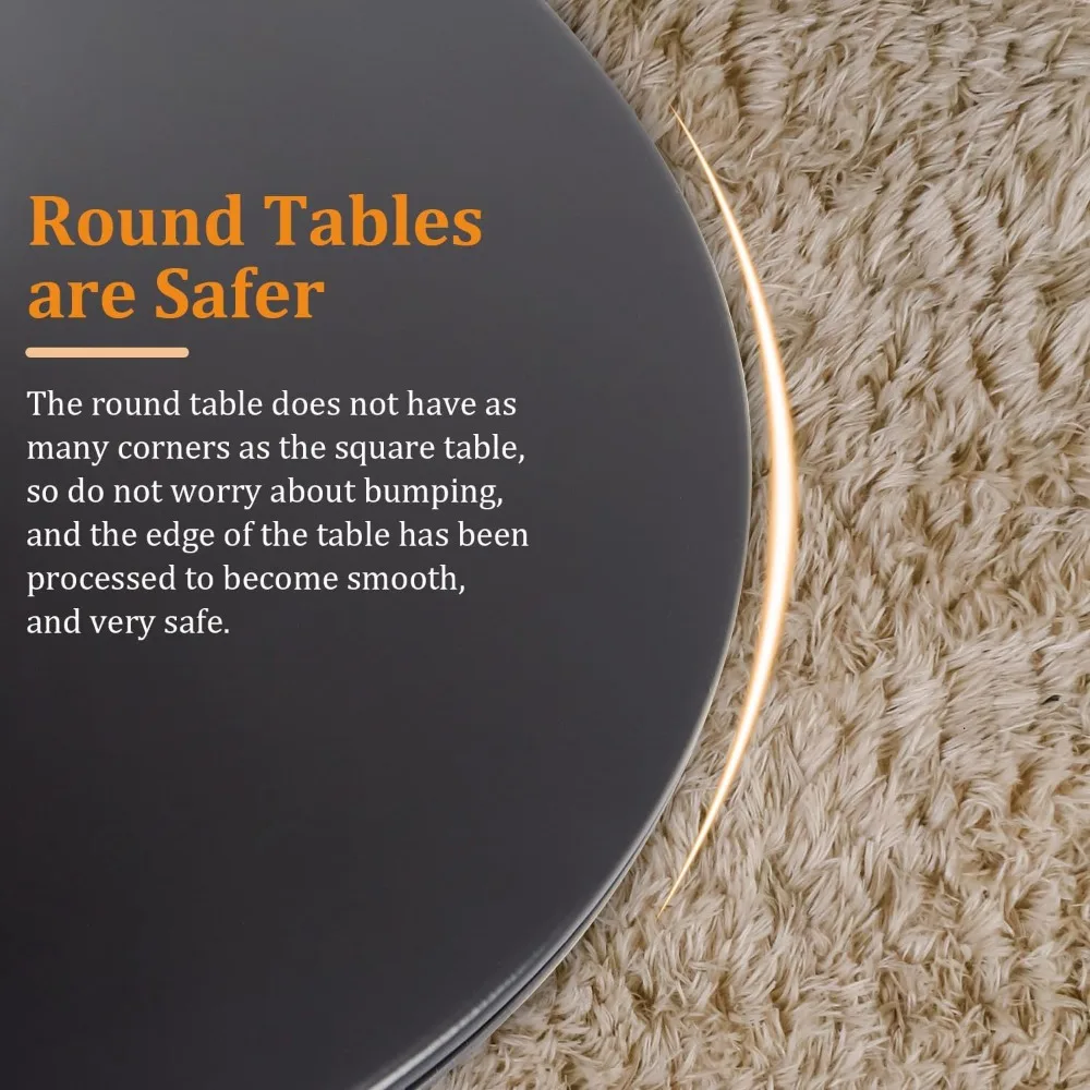 Ronde eettafel 31,5 zwarte ronde keukeneettafel voor 2-4 personen, met 0,7 MDF tafelblad en metalen voetstuk