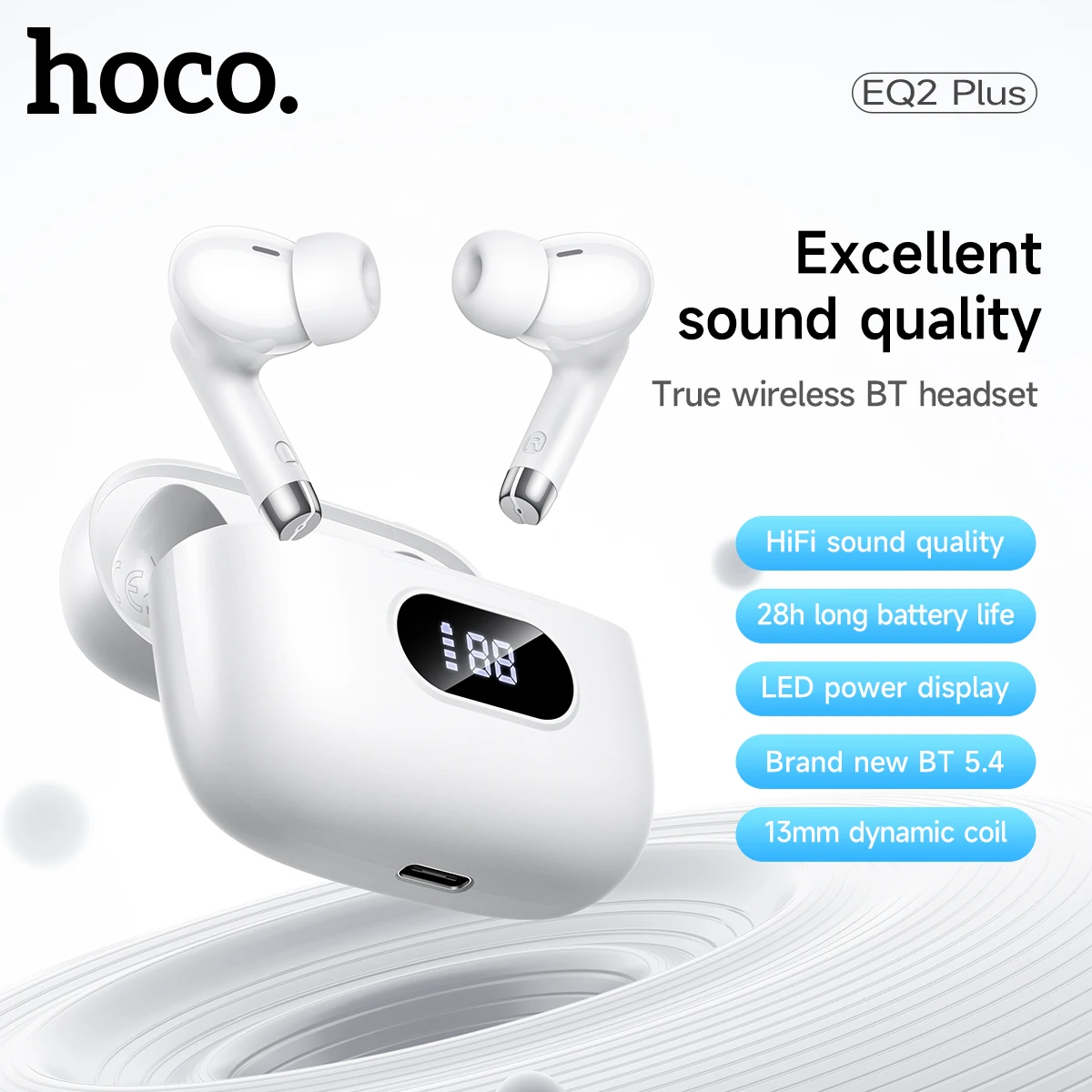 

HOCO In Ear Bluetooth Earphones Sports Wireless Headsets with Digital Power Display Charging Case Earbuds For Apple Mobile Phone