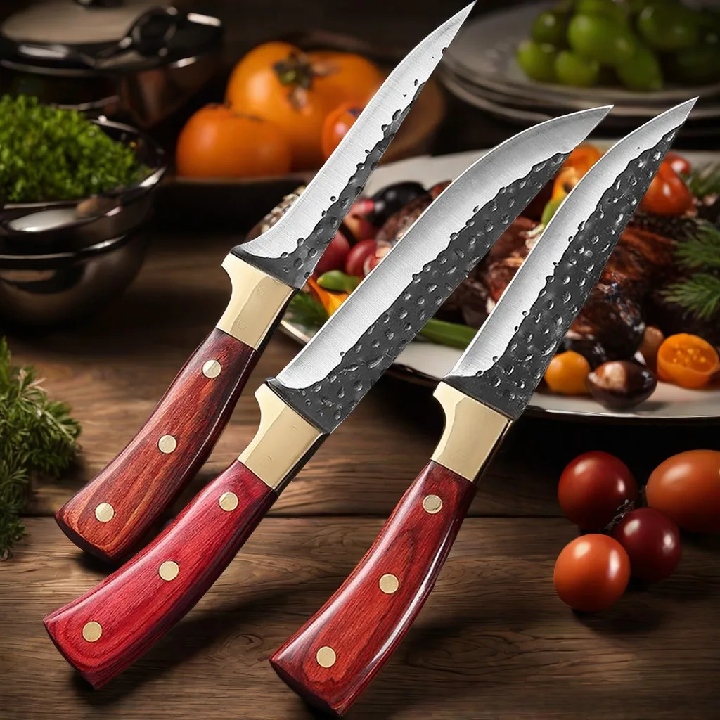 Handmade Forged Knife Meat Bone Knife Fruit Slicing Knife Stainless Steel Kitchen Chef Knife Perfect for Household Knives