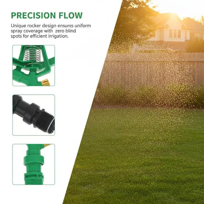 Garden Plastic Double Spray Nozzle 34 Inch Male Thread 360 Degree Rocker Arm Sprinkler for Lawn Garden Efficient Watering