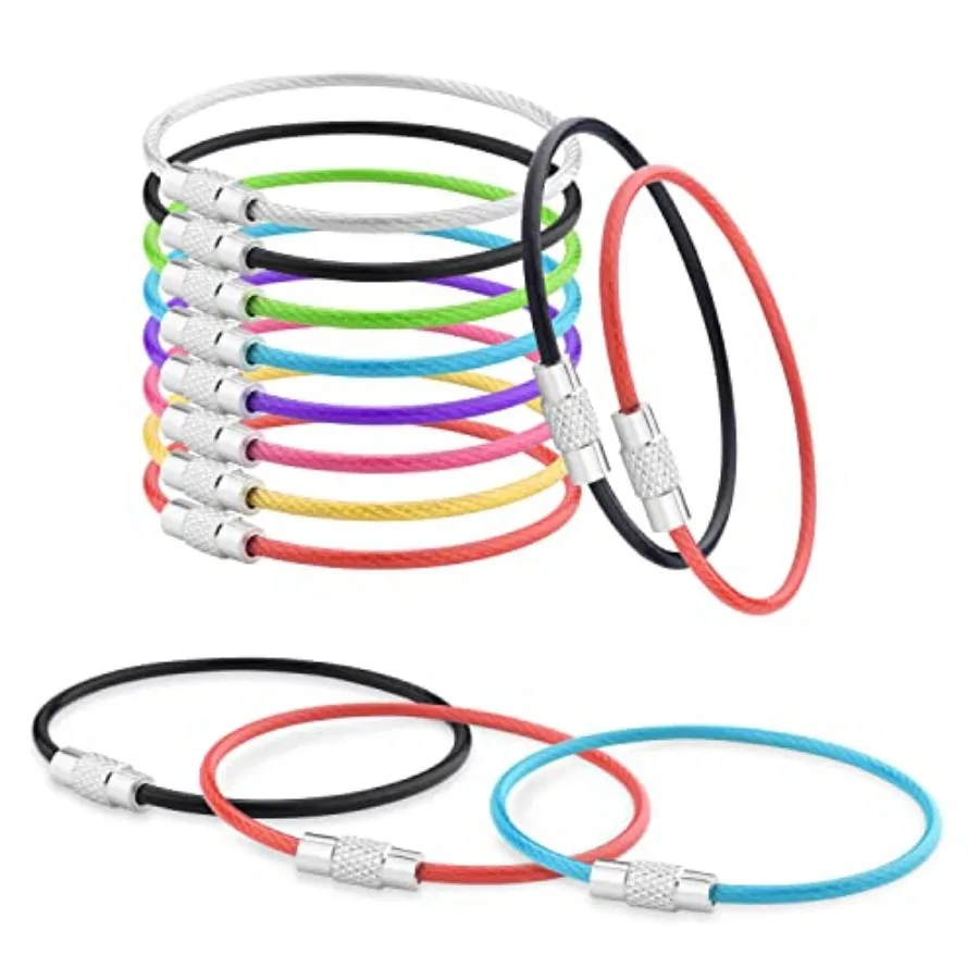 

16 Pack Stainless Steel Loops 2mm Coated Wire Keychain Cable Large Keyrings 6 inch Key Chain for Luggage Tags, Key Tags, Keyrin