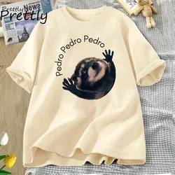 Pedro Raccoon Tshirt Funny Trash Panda Dancing Meme Graphic T Shirts Women Animal T-shirt Cotton Short Sleeve Woman Clothing