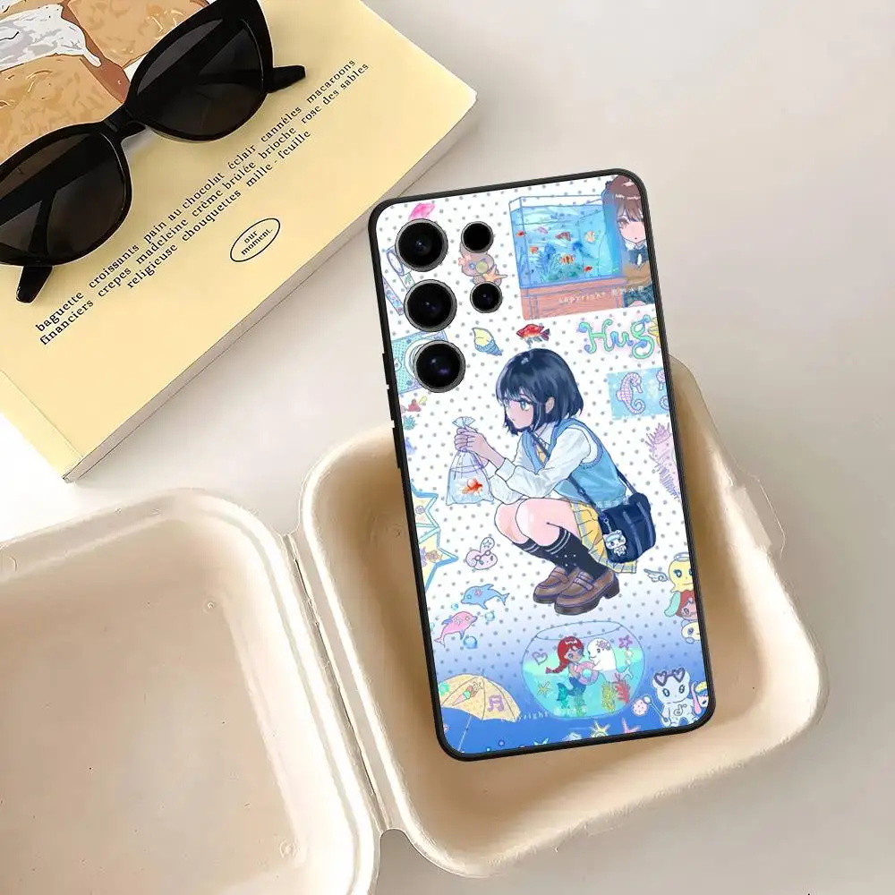 Short-haired Girl inDreamy School Setting Case For Samsung Galaxy Case S25 S23 S22 S21 S30 S20 S10 Ultra Plus FE TPU Soft Cover