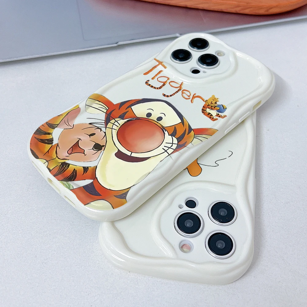 Happy Tigger Phone Case for Samsung Galaxy A73 A72 A71 A55 A54 A53 A52 A51 A50 A33 A32 A16 A13 A06 4G 5G 3D Wave Soft Cover