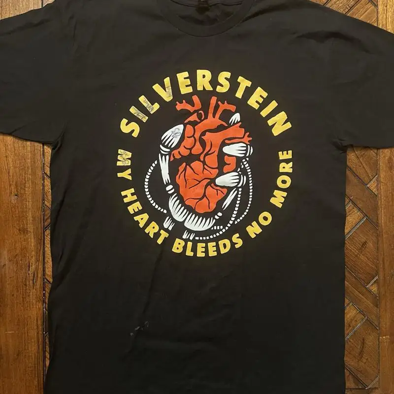 Rare Vintage Silverstein Emo Band Tour T Shirt My Heart Bleed No More Signed x5