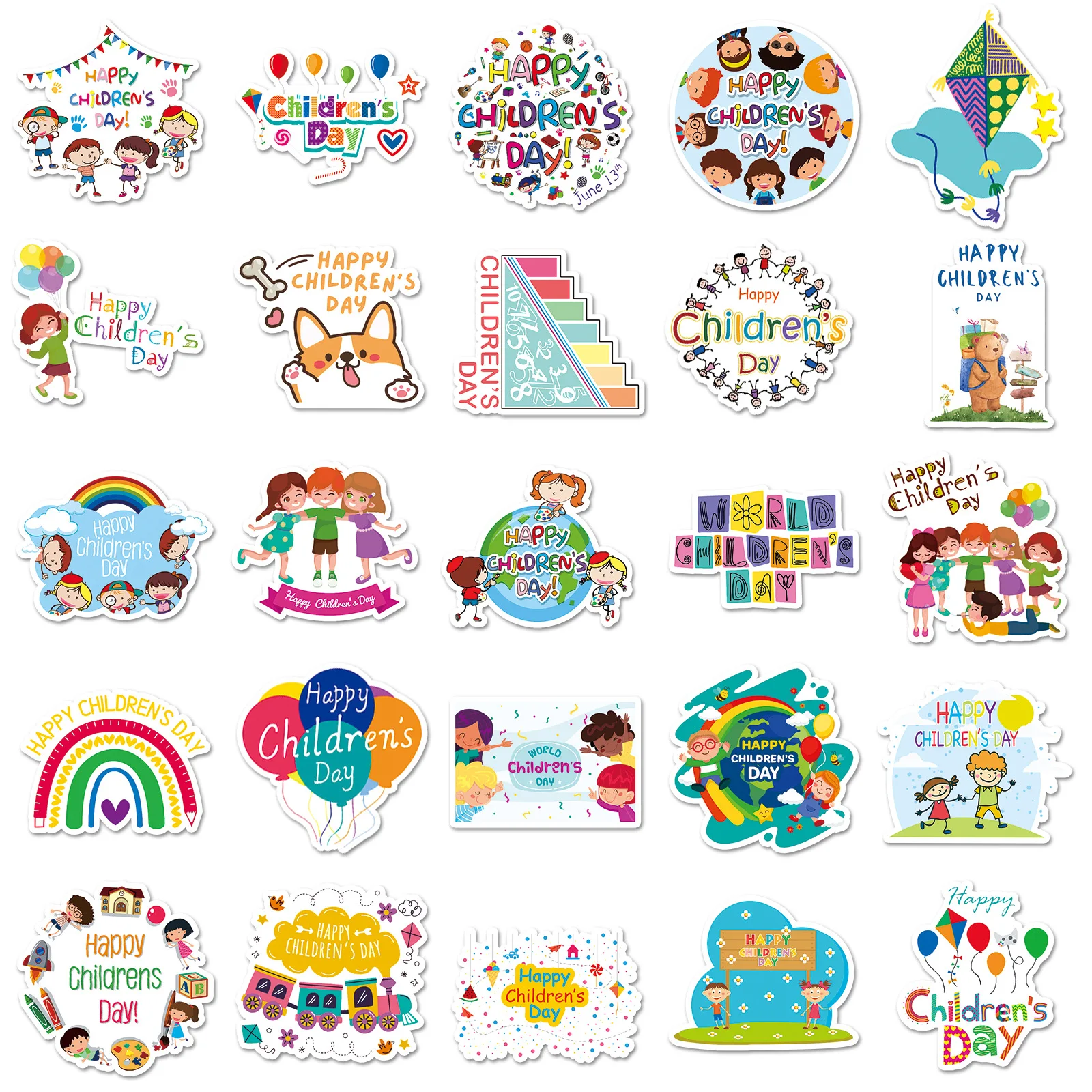 10/30/50PCS Celebrate Festivals Sticker Children's Day Waterproof Graffiti DIY Bicycle Skateboard Laptop Phone Guitar Decoration