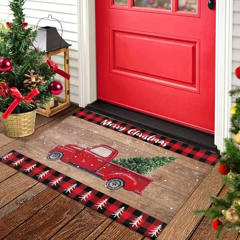 VIKAMA Fall Door Mat Pumpkin Maple Leaf Print Welcome Rug Non Slip For Entryway Front Door Indoor Outdoor Holiday Decor