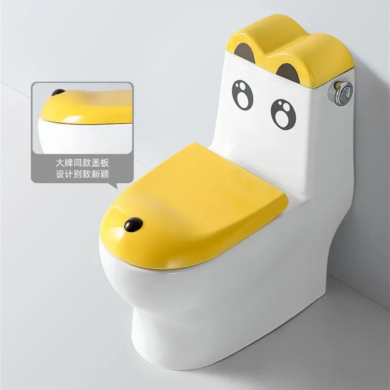 Children toilet flush ceramic kindergarten children seat back row.