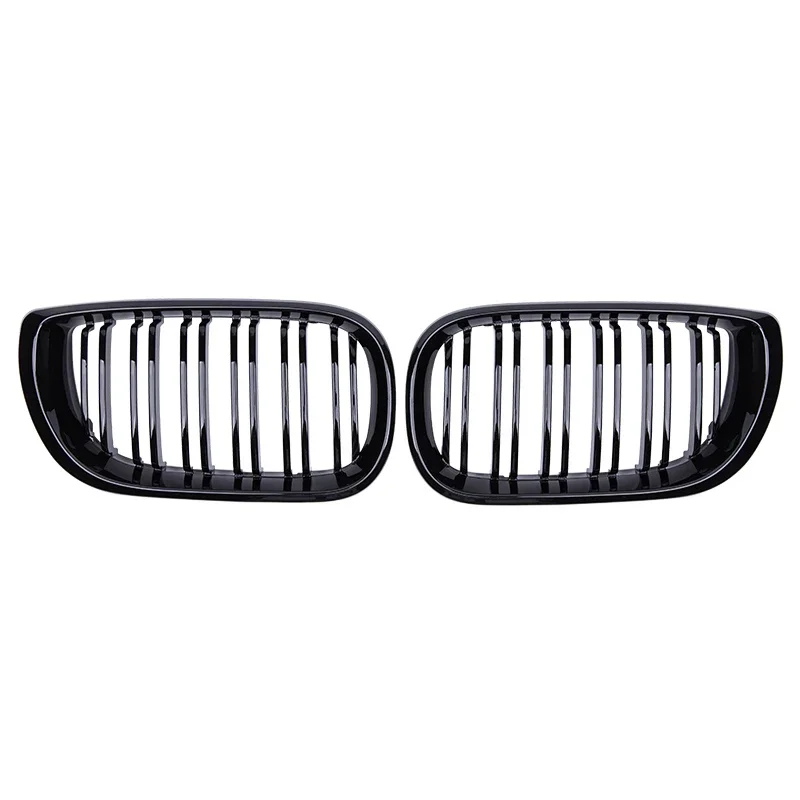 Grille de rein avant de voiture noire brillante, capot à double lamelle, grilles de course pour BMW Série 3, E46, 4 portes, remplacement