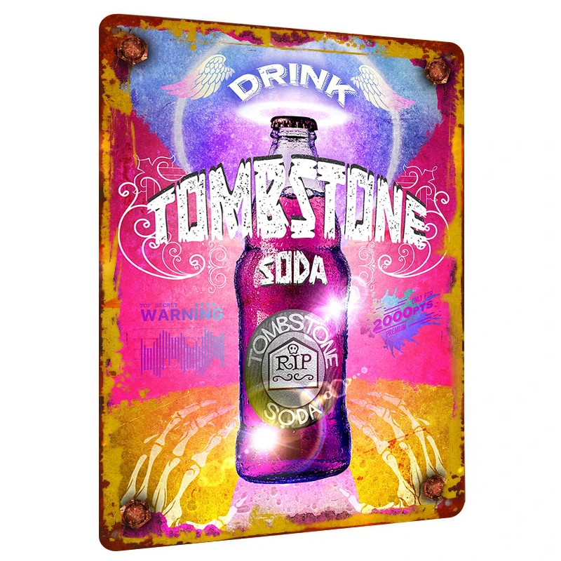 Tombstone Soda-letrero de Metal Vintage, decoración artística de pared Retro gótica para el hogar, Bar, Pub, Man Cave