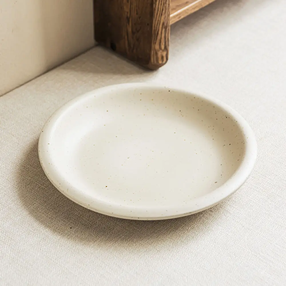 Modern Minimalist Ceramic Plate Round Dinner Dish Matte Texture Thick Rim Serving Platter For Daily Kitchen