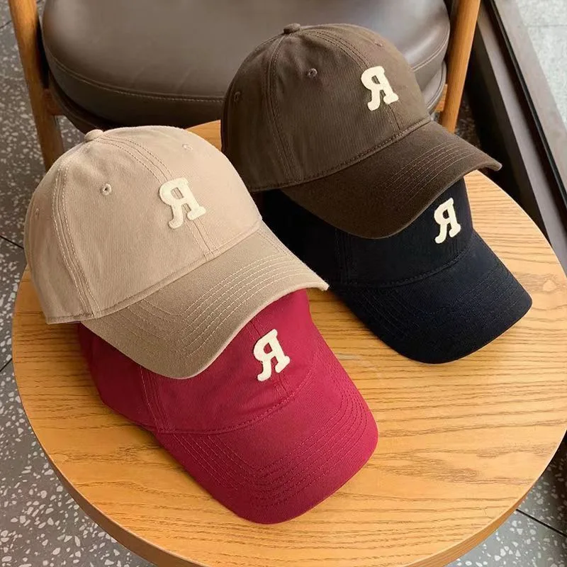 Baseball cap spring and autumn Korean version letter R 2026 new fashion big brim showing thin face small cap man