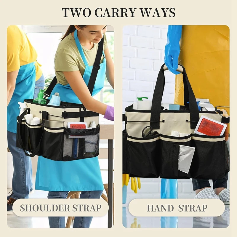 Cleaning Caddy Organizer With Multi-Function Pocket On Shoulder Strap