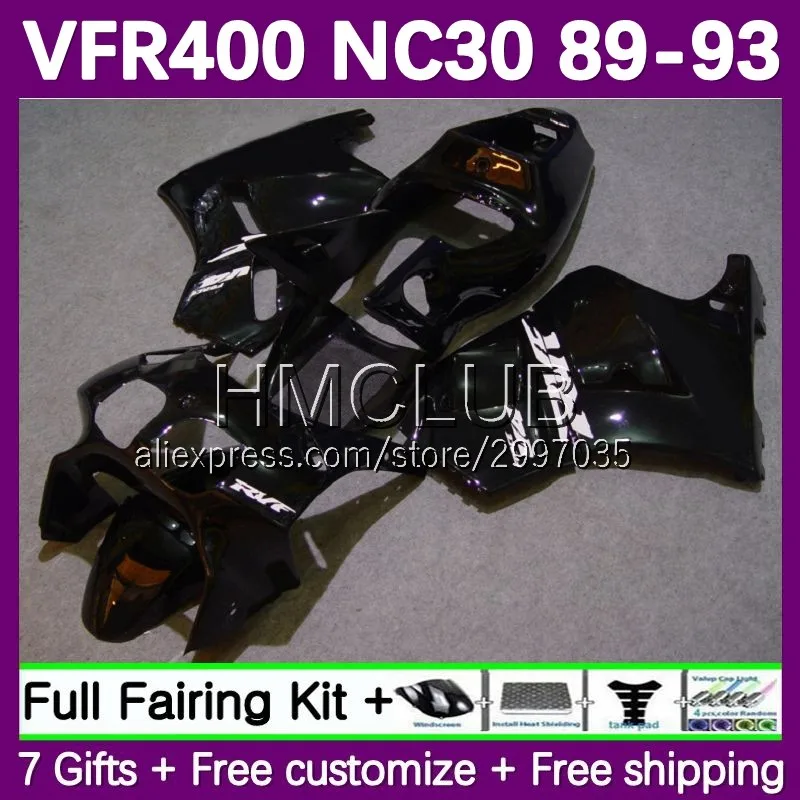 Glossy Black Fairing For HONDA VFR400R VFR400 RVF VFR 400 R RR 400R 1989 1990 1991 1992 1993 42No.0 RVF400R NC30 89 90 91 92 93