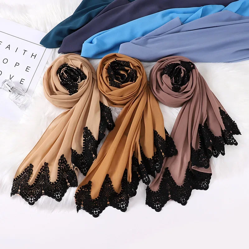 New Pearl Chiffon, Malaysia Fashion Splicing Lace Lace Scarf Gauze