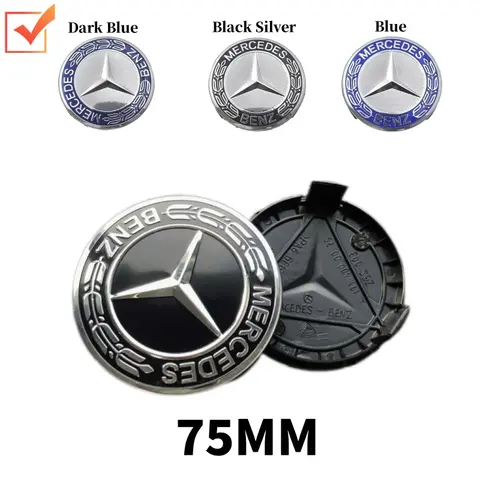 자동차 휠 센터 캡 허브 커버 배지 액세서리, 메르세데스 벤츠 AMG C E S GLE CLC 클래스 W204 W203 W205 W124, 75mm, 4 개