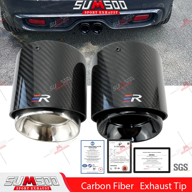 ER 1PCS Black Chrome and Carbon Fiber Muffler Tip Fit for Mini Cooper Exhaust Tip R55 R56 R57 R58 R59 R60 R61