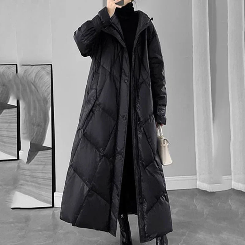 2024 Winter Puffer Coat Womens Long Warm Down Cotton Coat Korean Hodoed Cotton-Padded Coat Women\'s Jacket Female Casual Overcoat