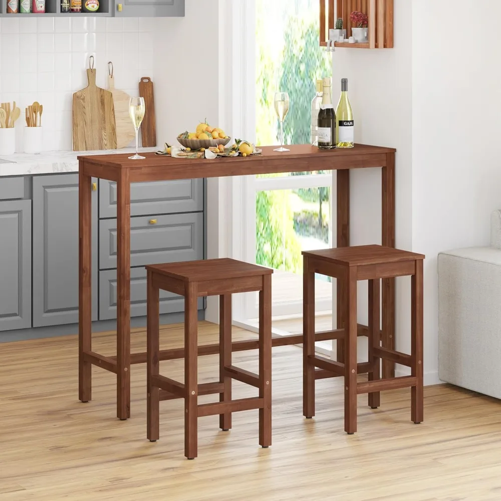 Bar Table, 53" Bar Height Pub Table, Counter Height Bar Table, Rectangular High Top Table for Narrow Space, Kitchen Dining Table