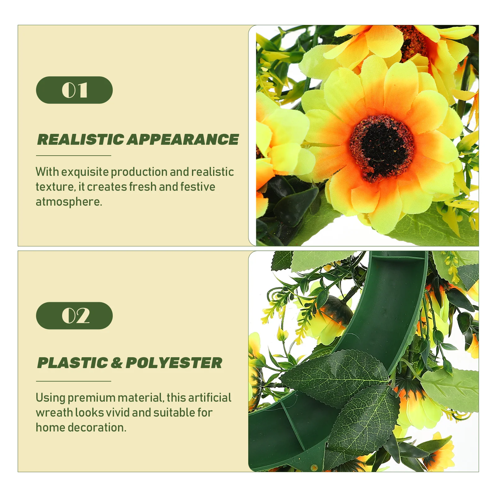 

Artificial Wreath DecorationSunflower 60cm Wall Door Tree Wedding Fall Home Adornment Simulation Flower Decor Long Lasting