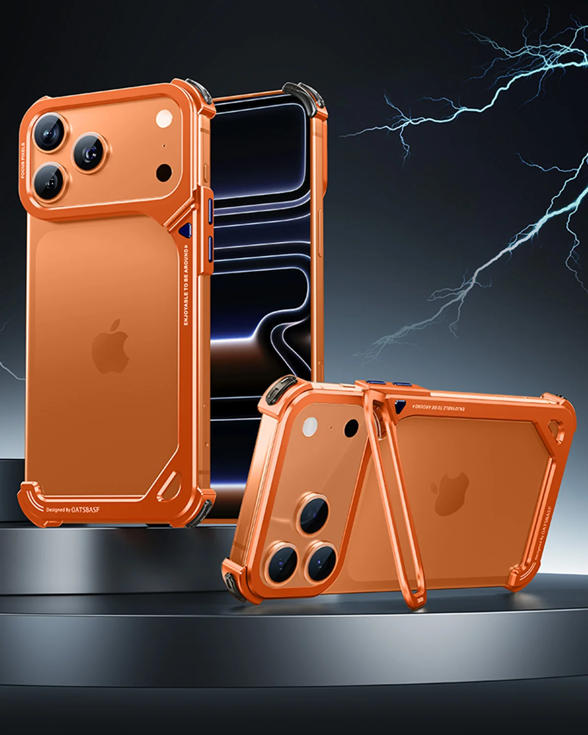 Oatsbasf Etui na telefon w kształcie litery 9 do iPhone'a 17 Pro Max/Pro/Air z podstawką, metalowe, bezramkowe, kompatybilne z MagSafe, minimalistyczne, odporne na wstrząsy. — zdjęcie produktu 6