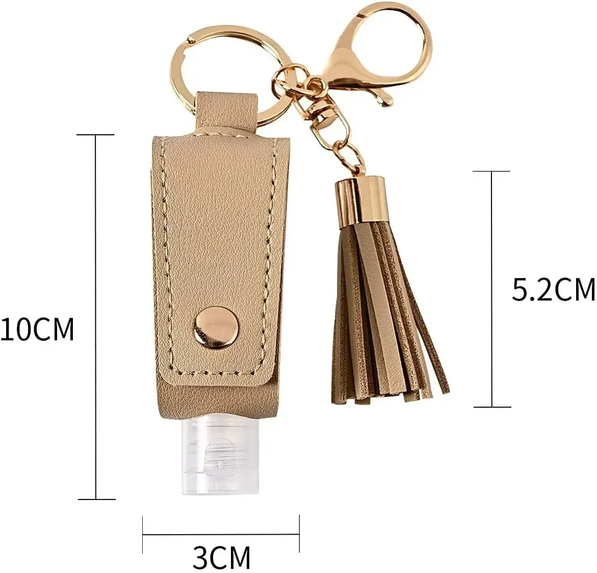 3pcs Portable  Leather Hand Sanitizer Holder With Tassel Keychain, Travel Size Bottle, Antiseptic Disinfectant  With Keyring