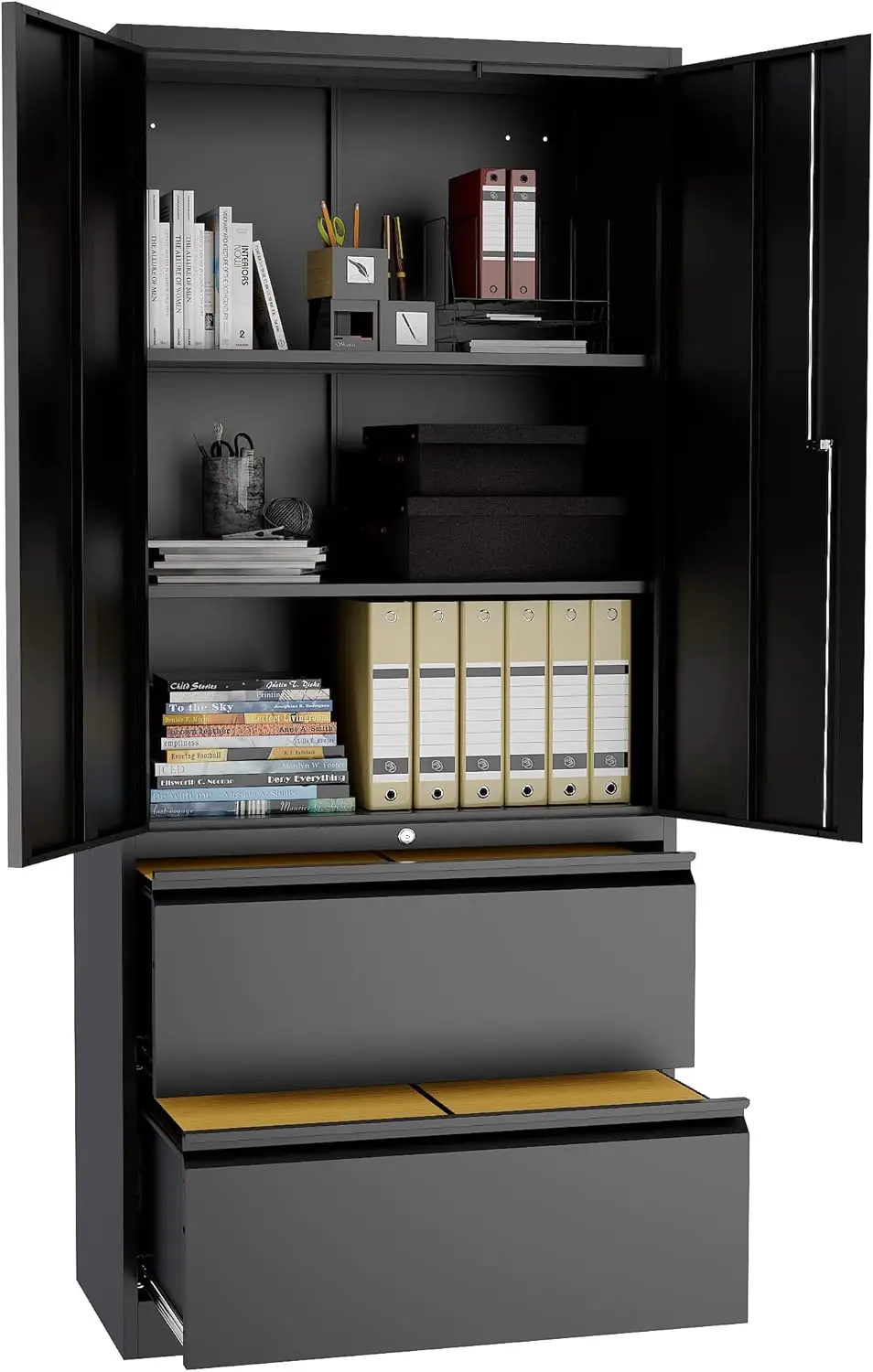 Metal Lockable File Cabinets with Drawers, Steel Filing Locker for Home Office, Holds Letter/Legal/A4 Size