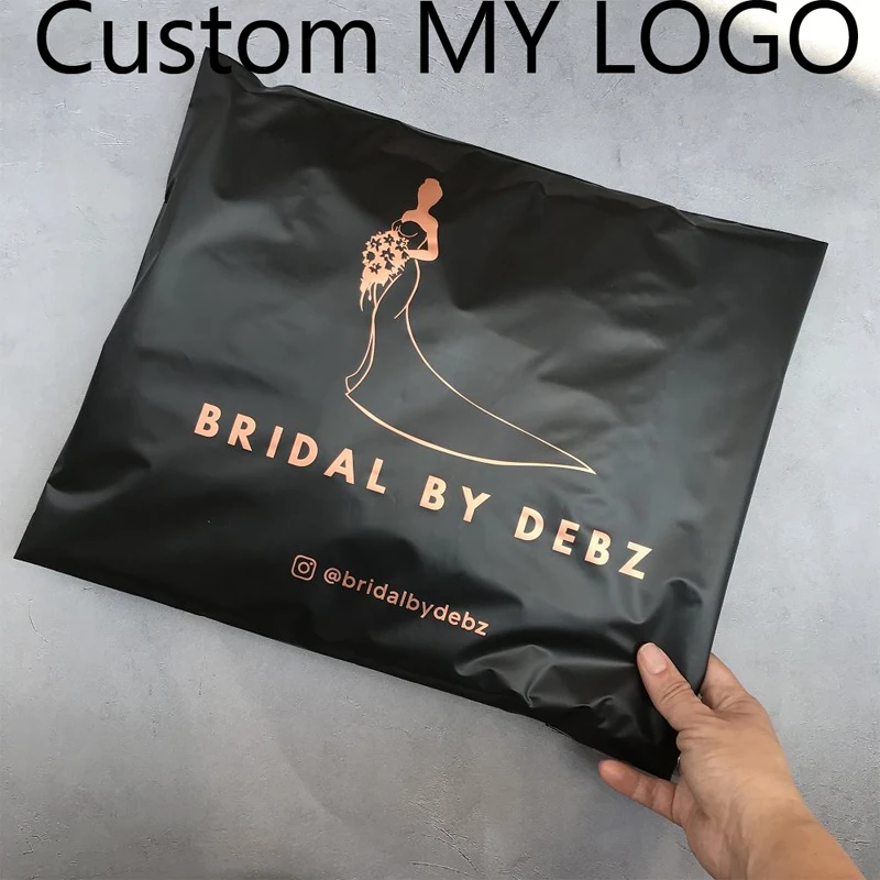 custom poly mailer with logo gold shipping bags Delivery mailer bags courier bags with logo for clothing