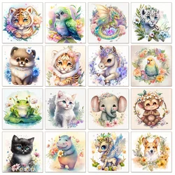 Cartoon Animal Diamond Painting 5D DIY Diamond Embroidery Tiger and Cat Mosaic Cross Stitch Set for Home Decoration Gifts