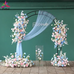Crafted Artificial Flowers Christmas Party Decoration High Quality White Blue Pink Rose Green Leaves Kunstbloemen Decor HY2375