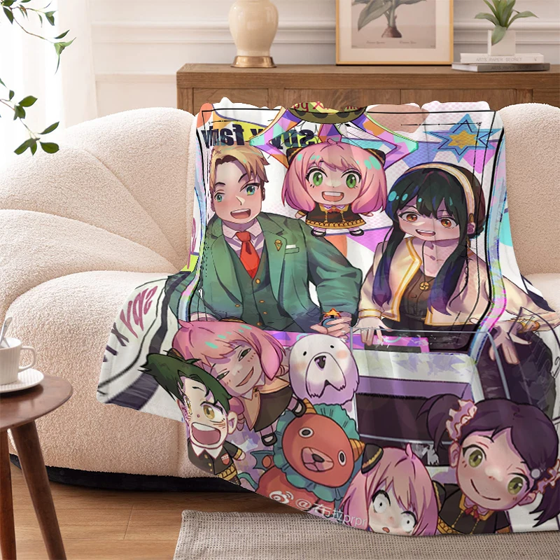 Manta de cama de Anime con estampado Digital, ropa de cama de microfibra suave y esponjosa, franela cálida para acampar, sofá, s-spy×, familia, Invierno