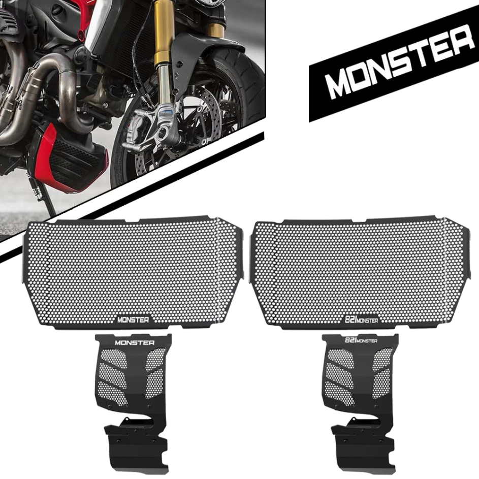 

Мотоцикл Monster 821/Stealth/Dark/Полосатый радиатор и защита двигателя для Ducati Monster 821 13-20 Monster 821 Stealth 2019 2020