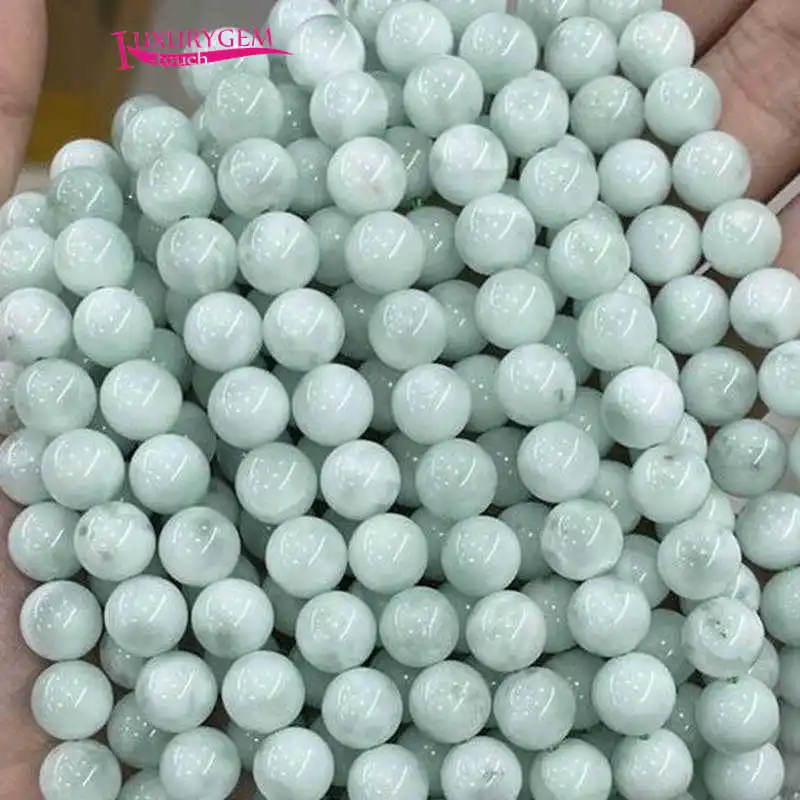 

Natural Light Green Texture Angel Stone 6/8/10mm DIY Loose Beads Smooth Round Shape Jewelry Accessories 15 Inch wa14