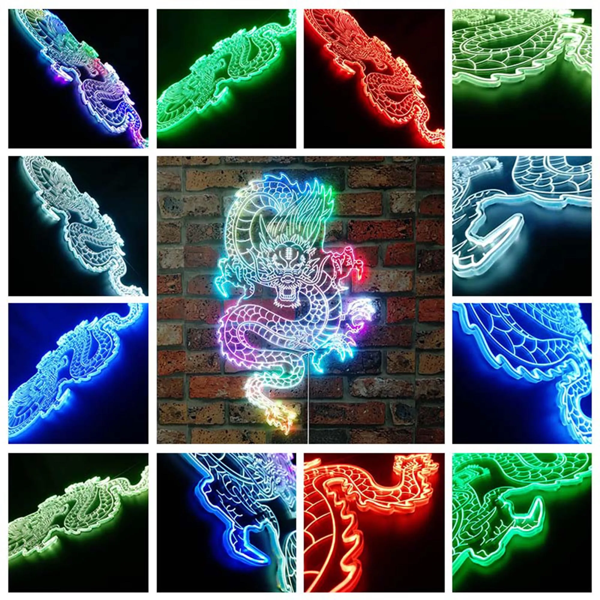 Dragon Flying in the Sky Tattoo Glam Led Neon Sign st06-fnd-i0014-c